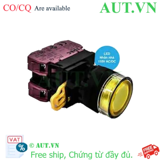 Ảnh của Nút nhấn nhả có đèn IDEC YW1L-MF2E02QHY 110VAC D22 2NC (Vàng)