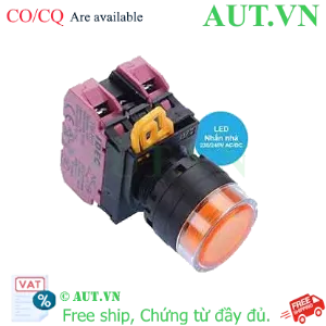 Ảnh của Nút nhấn nhả có đèn IDEC YW1L-MF2E02QM3A 220VAC D22 2NC (Hổ phách)