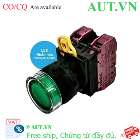 Ảnh của Nút nhấn nhả có đèn IDEC YW1L-MF2E02QM3G 220VAC D22 2NC (Xanh)