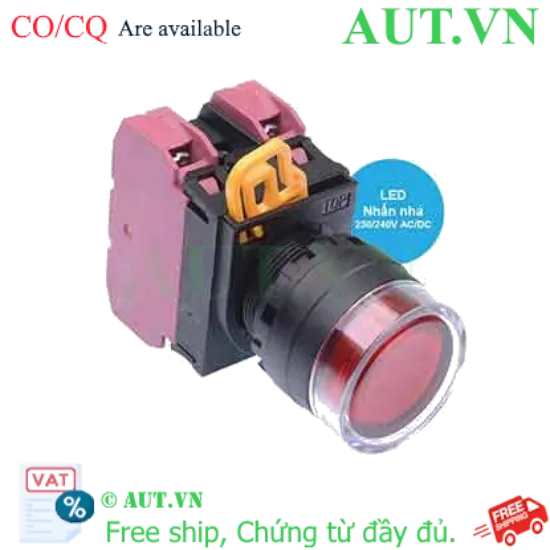 Ảnh của Nút nhấn nhả có đèn IDEC YW1L-MF2E02QM3R 220VAC D22 2NC (Đỏ)