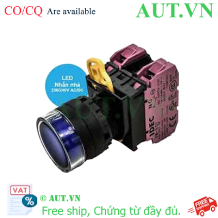 Ảnh của Nút nhấn nhả có đèn IDEC YW1L-MF2E02QM3S 220VAC D22 2NC (Xanh)