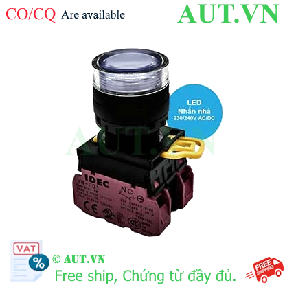 Ảnh của Nút nhấn nhả có đèn IDEC YW1L-MF2E02QM3W 220VAC D22 2NC (Trắng)
