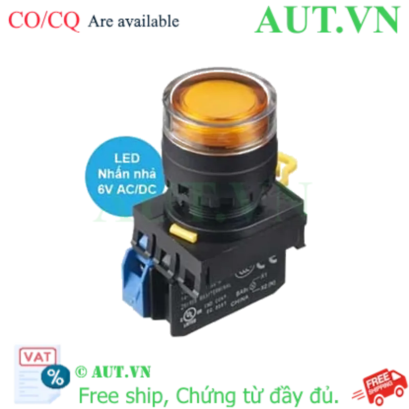 Ảnh của Nút nhấn nhả có đèn IDEC YW1L-MF2E10Q2A 6VAC/DC D22 1NO (Hổ phách)