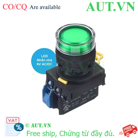 Ảnh của Nút nhấn nhả có đèn IDEC YW1L-MF2E10Q2G 6VAC/DC D22 1NO (Xanh)