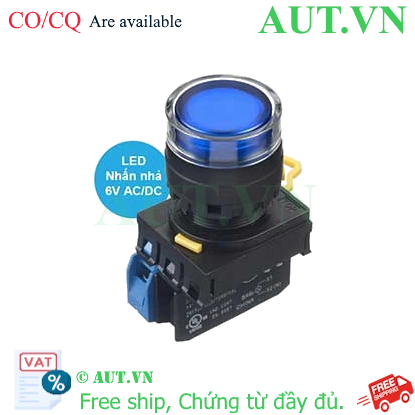 Ảnh của Nút nhấn nhả có đèn IDEC YW1L-MF2E10Q2S 6VAC/DC D22 1NO (Xanh)