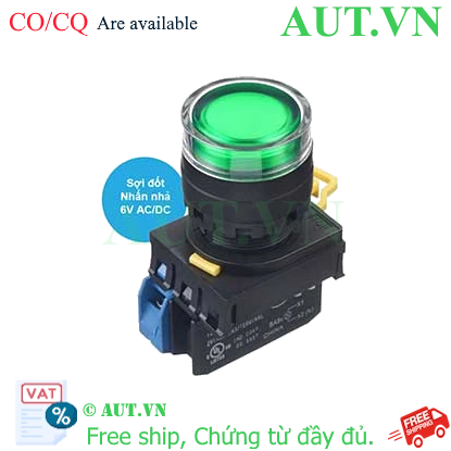 Ảnh của Nút nhấn nhả có đèn IDEC YW1L-MF2E10Q5G 6VAC/DC D22 1NO (Xanh)