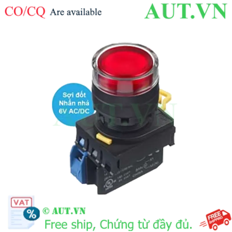 Ảnh của Nút nhấn nhả có đèn IDEC YW1L-MF2E10Q5R 6VAC/DC D22 1NO (Đỏ)