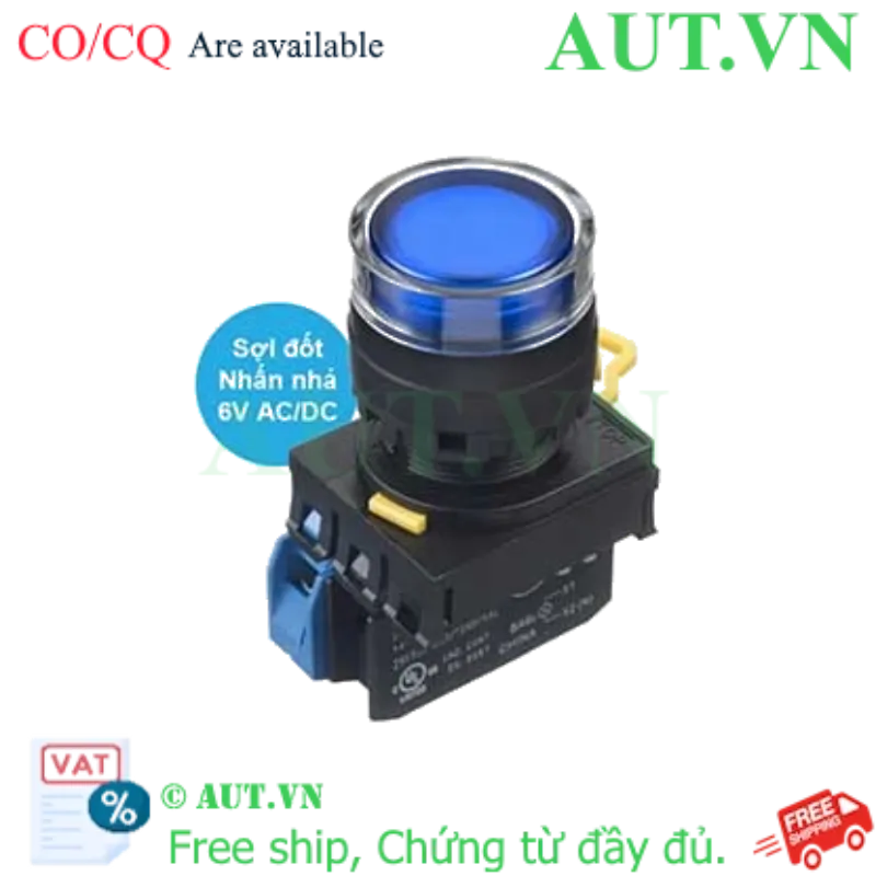 Ảnh của Nút nhấn nhả có đèn IDEC YW1L-MF2E10Q5S 6VAC/DC D22 1NO (Xanh)
