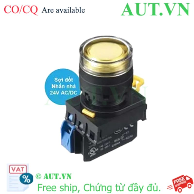 Ảnh của Nút nhấn nhả có đèn IDEC YW1L-MF2E10Q7Y 24VAC/DC D22 1NO (Vàng)