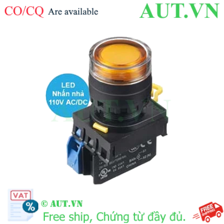Ảnh của Nút nhấn nhả có đèn IDEC YW1L-MF2E10QHA 110VAC D22 1NO (Hổ phách)