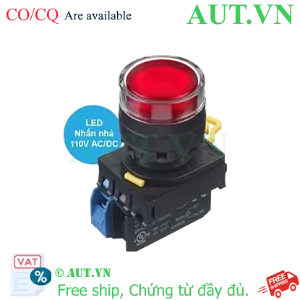 Ảnh của Nút nhấn nhả có đèn IDEC YW1L-MF2E10QHR 110VAC D22 1NO (Đỏ)