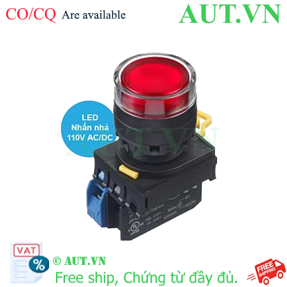 Ảnh của Nút nhấn nhả có đèn IDEC YW1L-MF2E10QHR 110VAC D22 1NO (Đỏ)