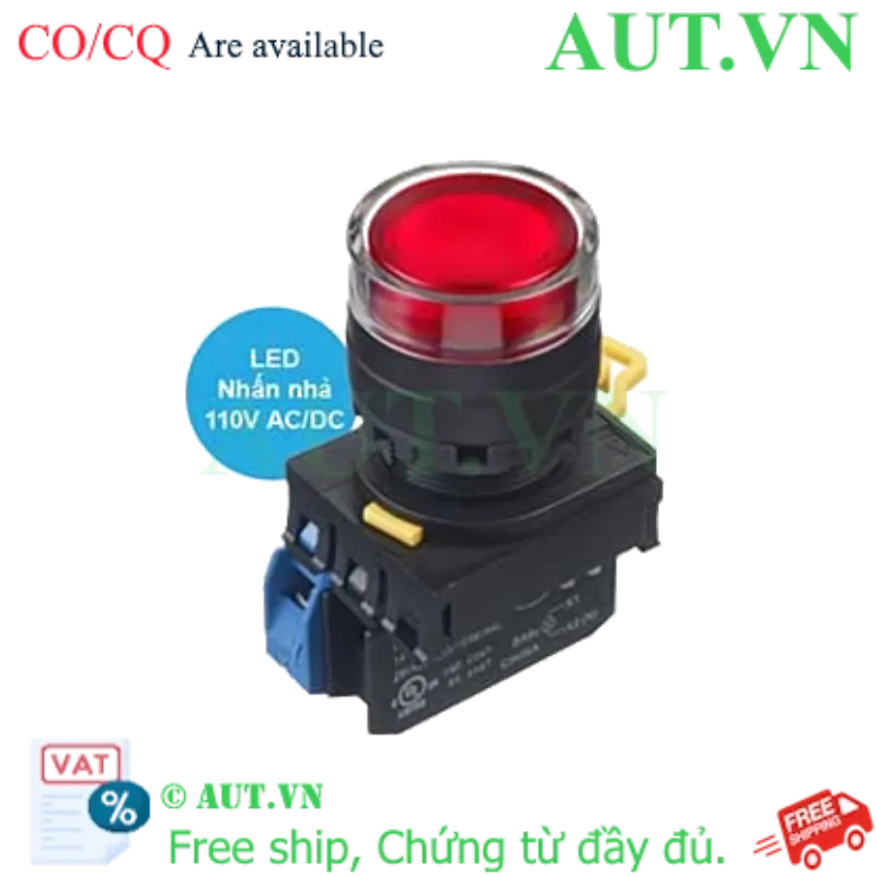 Ảnh của Nút nhấn nhả có đèn IDEC YW1L-MF2E10QHR 110VAC D22 1NO (Đỏ)