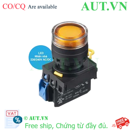 Ảnh của Nút nhấn nhả có đèn IDEC YW1L-MF2E10QM3A 220VAC D22 1NO (Hổ phách)