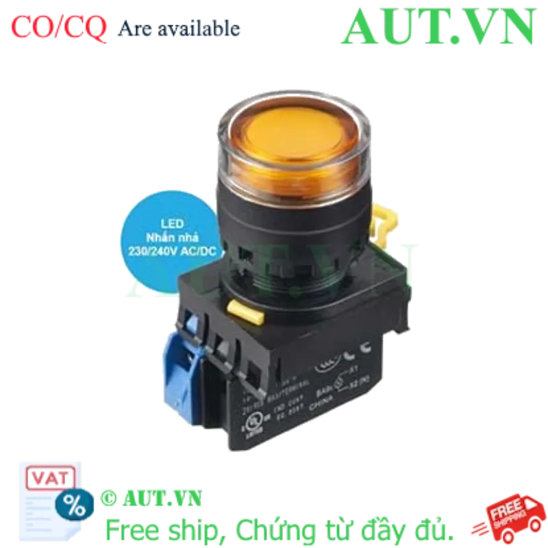 Ảnh của Nút nhấn nhả có đèn IDEC YW1L-MF2E10QM3A 220VAC D22 1NO (Hổ phách)