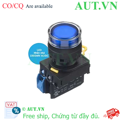 Ảnh của Nút nhấn nhả có đèn IDEC YW1L-MF2E10QM3S 220VAC D22 1NO (Xanh)
