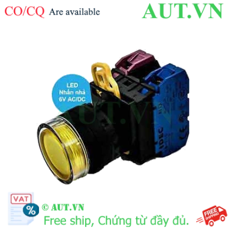 Ảnh của Nút nhấn nhả có đèn IDEC YW1L-MF2E11Q2Y 6VAC/DC D22 1NO+1NC (Vàng)