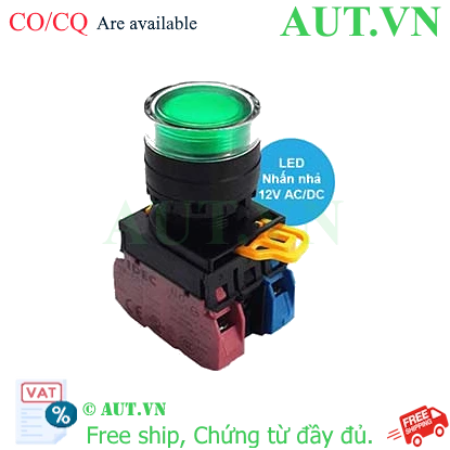 Ảnh của Nút nhấn nhả có đèn IDEC YW1L-MF2E11Q3G 12VAC/DC D22 1NO+1NC (Xanh)