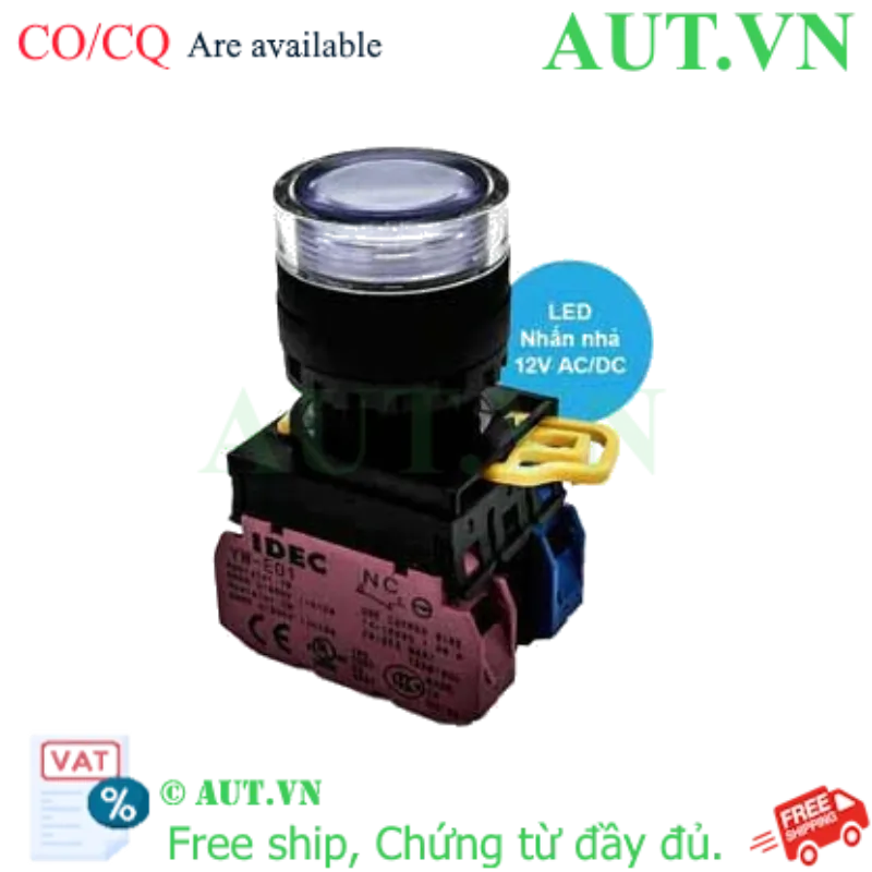 Ảnh của Nút nhấn nhả có đèn IDEC YW1L-MF2E11Q3W 12VAC/DC D22 1NO+1NC (Trắng)