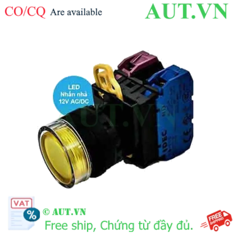 Ảnh của Nút nhấn nhả có đèn IDEC YW1L-MF2E11Q3Y 12VAC/DC D22 1NO+1NC (Vàng)