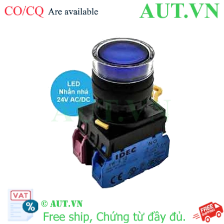 Ảnh của Nút nhấn nhả có đèn IDEC YW1L-MF2E11Q4S 24VAC/DC D22 1NO+1NC (Xanh)