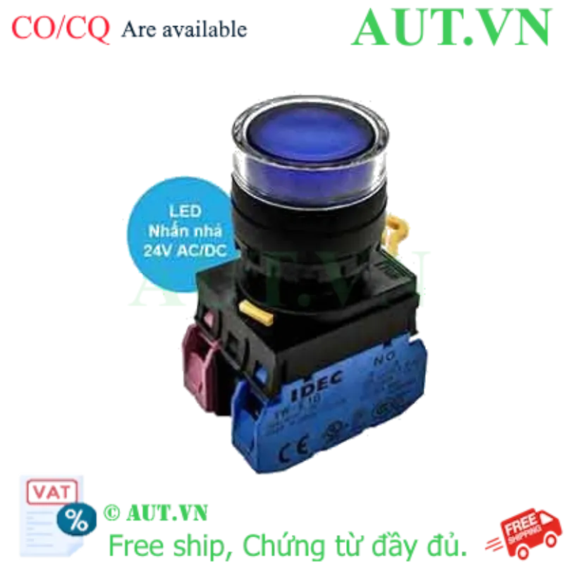 Ảnh của Nút nhấn nhả có đèn IDEC YW1L-MF2E11Q4S 24VAC/DC D22 1NO+1NC (Xanh)