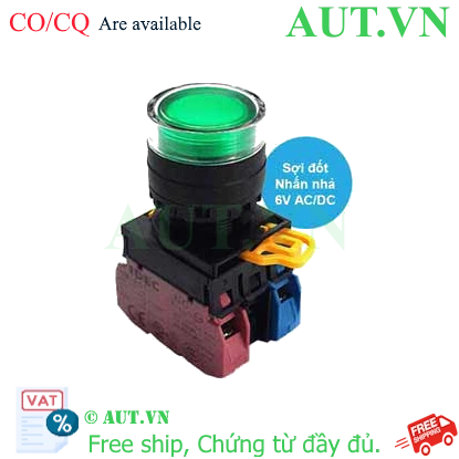 Ảnh của Nút nhấn nhả có đèn IDEC YW1L-MF2E11Q5G 6VAC/DC D22 1NO+1NC (Xanh)