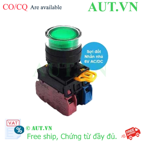 Ảnh của Nút nhấn nhả có đèn IDEC YW1L-MF2E11Q5G 6VAC/DC D22 1NO+1NC (Xanh)