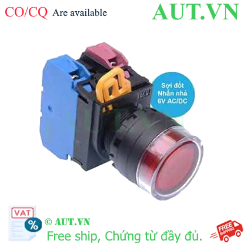 Ảnh của Nút nhấn nhả có đèn IDEC YW1L-MF2E11Q5R 6VAC/DC D22 1NO+1NC (Đỏ)