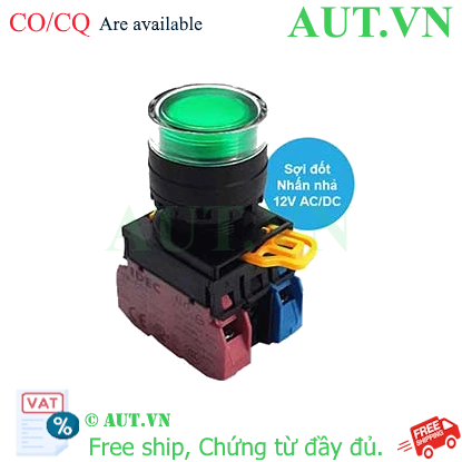 Ảnh của Nút nhấn nhả có đèn IDEC YW1L-MF2E11Q6G 12VAC/DC D22 1NO+1NC (Xanh)