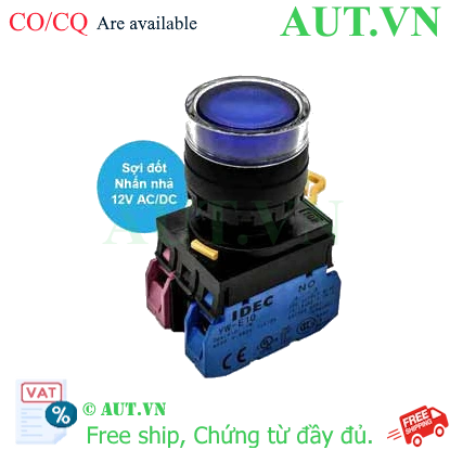 Ảnh của Nút nhấn nhả có đèn IDEC YW1L-MF2E11Q6S 12VAC/DC D22 1NO+1NC (Xanh)
