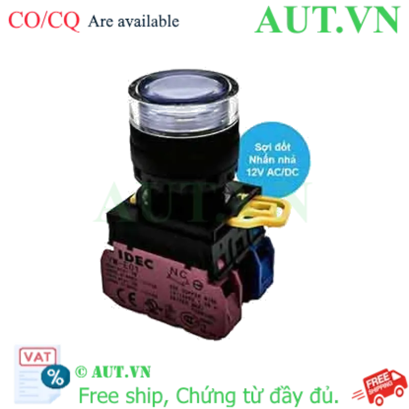 Ảnh của Nút nhấn nhả có đèn IDEC YW1L-MF2E11Q6W 12VAC/DC D22 1NO+1NC (Trắng)