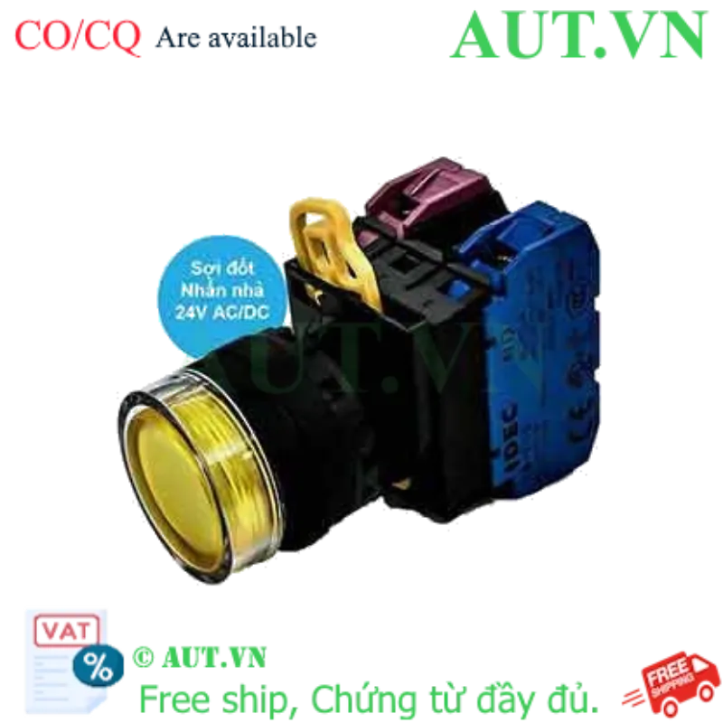 Ảnh của Nút nhấn nhả có đèn IDEC YW1L-MF2E11Q7Y 24VAC/DC D22 1NO+1NC (Vàng)