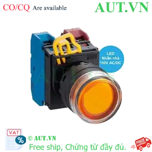 Ảnh của Nút nhấn nhả có đèn IDEC YW1L-MF2E11QHA 110VAC D22 1NO+1NC (Hổ phách)