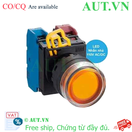 Ảnh của Nút nhấn nhả có đèn IDEC YW1L-MF2E11QHA 110VAC D22 1NO+1NC (Hổ phách)