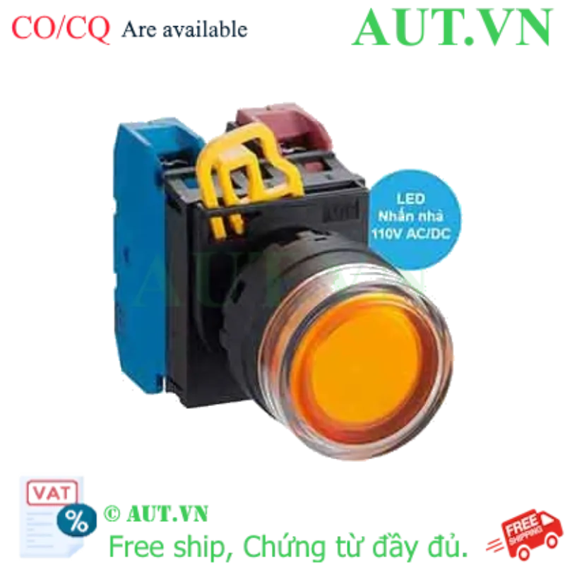 Ảnh của Nút nhấn nhả có đèn IDEC YW1L-MF2E11QHA 110VAC D22 1NO+1NC (Hổ phách)