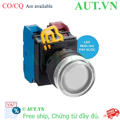 Ảnh của Nút nhấn nhả có đèn IDEC YW1L-MF2E11QHPW 110VAC D22 1NO+1NC (Trắng)