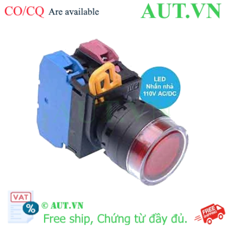 Ảnh của Nút nhấn nhả có đèn IDEC YW1L-MF2E11QHR 110VAC D22 1NO+1NC (Đỏ)