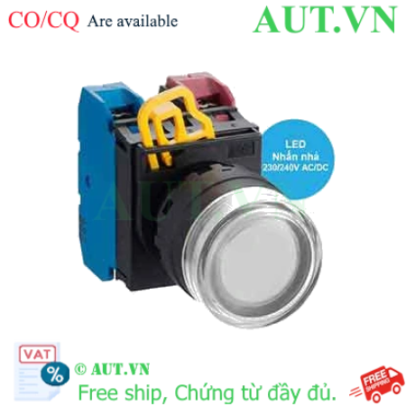 Ảnh của Nút nhấn nhả có đèn IDEC YW1L-MF2E11QM3PW 220VAC D22 1NO+1NC (Trắng)