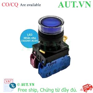 Ảnh của Nút nhấn nhả có đèn IDEC YW1L-MF2E11QM3S 220VAC D22 1NO+1NC (Xanh)