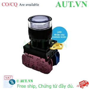 Ảnh của Nút nhấn nhả có đèn IDEC YW1L-MF2E11QM3W 220VAC D22 1NO+1NC (Trắng)