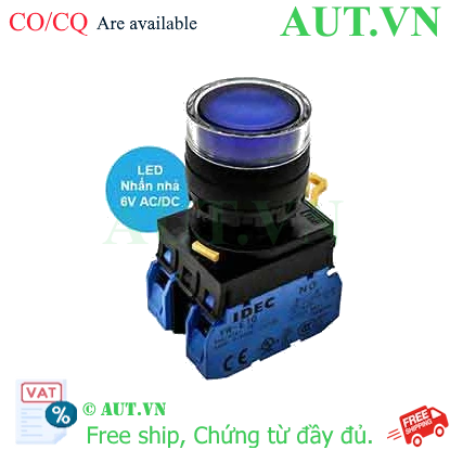 Ảnh của Nút nhấn nhả có đèn IDEC YW1L-MF2E20Q2S 6VAC/DC D22 2NO (Xanh)