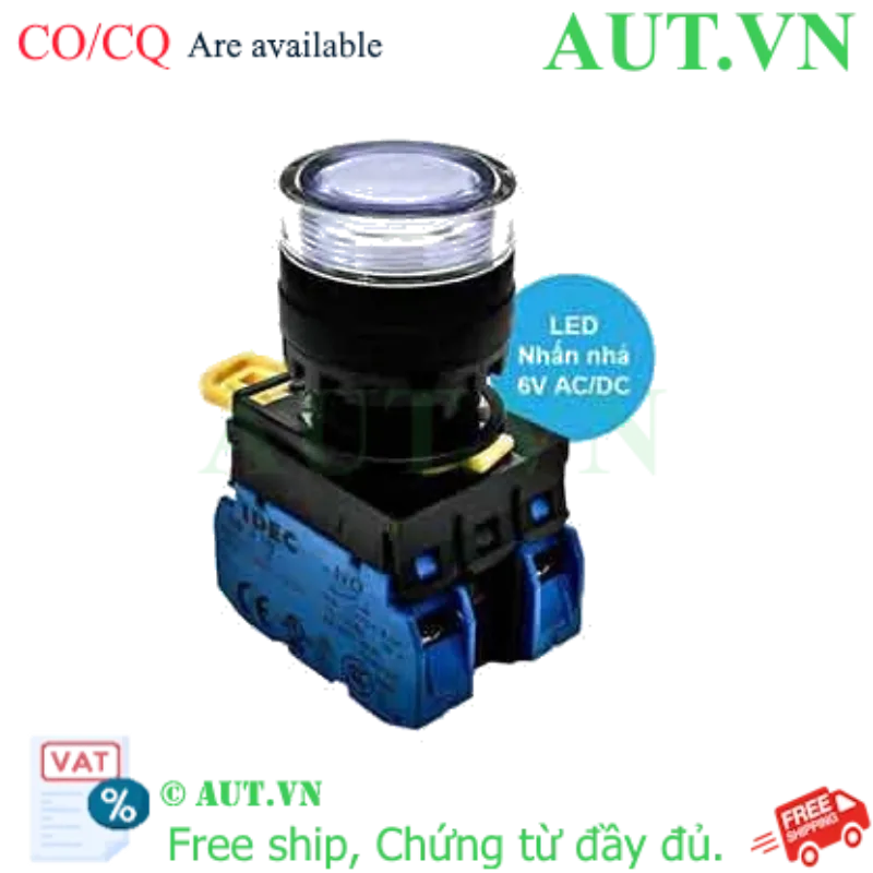Ảnh của Nút nhấn nhả có đèn IDEC YW1L-MF2E20Q2W 6VAC/DC D22 2NO (Trắng)