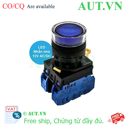 Ảnh của Nút nhấn nhả có đèn IDEC YW1L-MF2E20Q3S 12VAC/DC D22 2NO (Xanh)