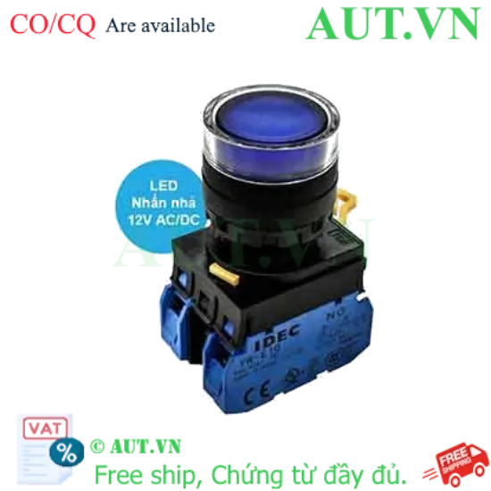 Ảnh của Nút nhấn nhả có đèn IDEC YW1L-MF2E20Q3S 12VAC/DC D22 2NO (Xanh)