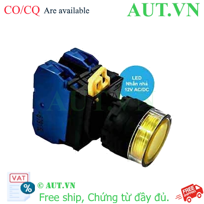 Ảnh của Nút nhấn nhả có đèn IDEC YW1L-MF2E20Q3Y 12VAC/DC D22 2NO (Vàng)