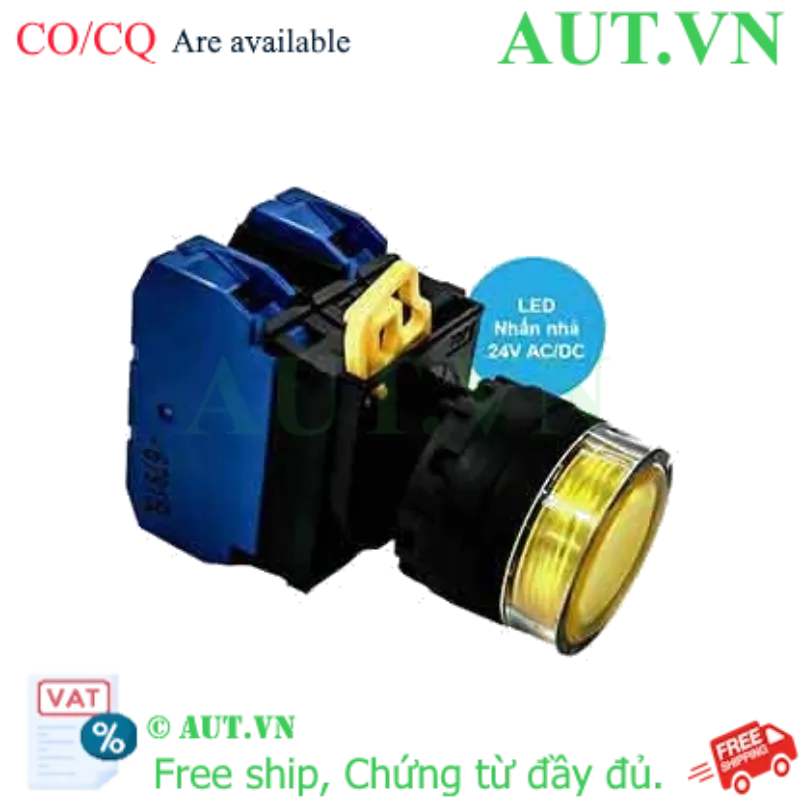 Ảnh của Nút nhấn nhả có đèn IDEC YW1L-MF2E20Q4Y 24VAC/DC D22 2NO (Vàng)