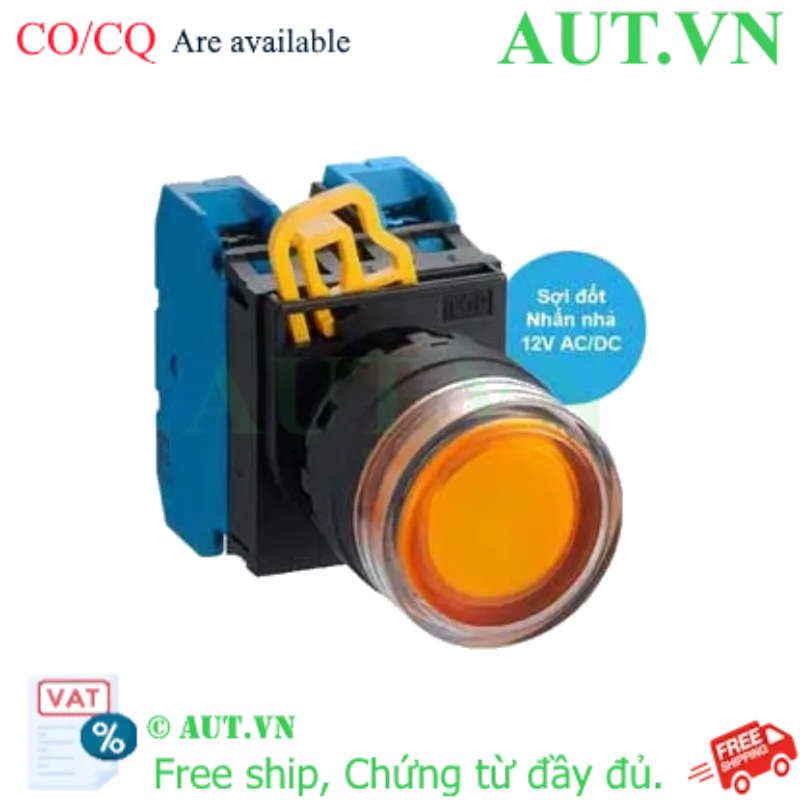 Ảnh của Nút nhấn nhả có đèn IDEC YW1L-MF2E20Q6A 12VAC/DC D22 2NO (Hổ phách)