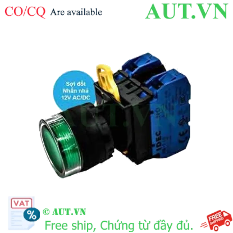Ảnh của Nút nhấn nhả có đèn IDEC YW1L-MF2E20Q6G 12VAC/DC D22 2NO (Xanh)