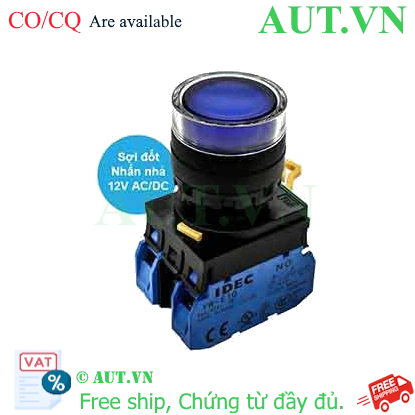 Ảnh của Nút nhấn nhả có đèn IDEC YW1L-MF2E20Q6S 12VAC/DC D22 2NO (Xanh)